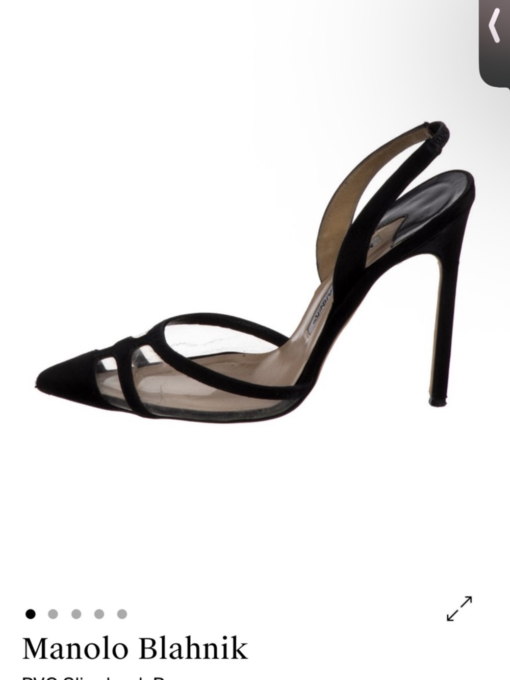 Manolo Blahnik Black Pointed Mesh Slingback Stiletto